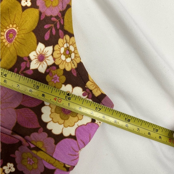 Urban Outfitters Purple Yellow Gold 70s Floral Dress Womens Size Large - Picture 10 of 10